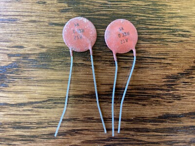 2 NOS Vintage '60s SK Ceramic Disc .033 uf 500v Guitar Tone Capacitors TEST .024