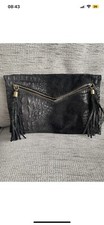 Black Patterned Tassle Bag 