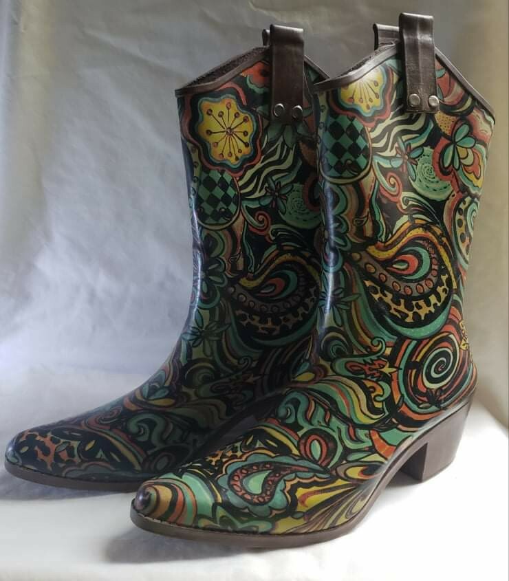Rain BOPS By Beehive Cowboy BOOTS SZ 8 
