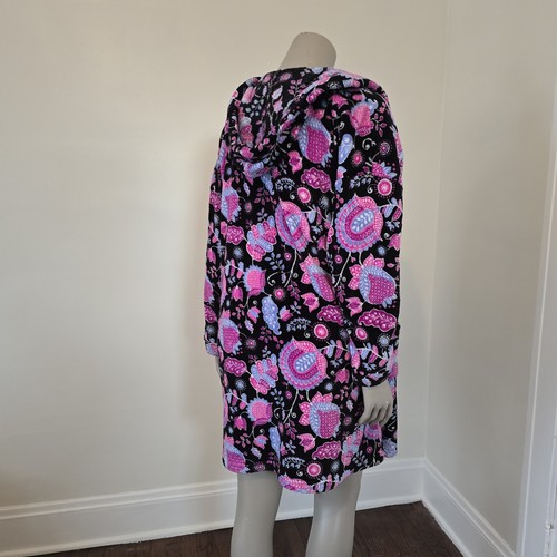 Vera Bradley Soft Plush Fleece Hooded Robe Alpine Floral S/M Purple NO BELT - Picture 9 of 13