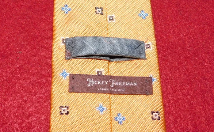 HICKEY FREEMAN СДЕЛАНО В США ОРАНЖЕВЫЙ/СИНИЙ/КОРИЧНЕВЫЙ ЦВЕТОЧНЫЙ ГАЛСТУК - ДИЗАЙНЕРСКИЕ ГАЛСТУКИ. - Изображение 3 из 3