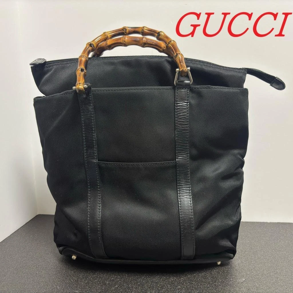 Sac à main GUCCI bambou, tissu, noir, femme, du Japon, i7149