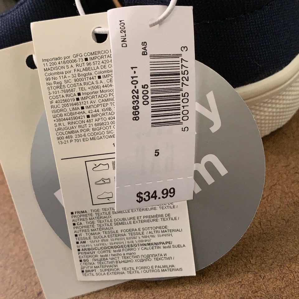 Tênis slip-on babyGap tamanho 5 azul marinho lona novo com etiquetas - Imagem 3 de 4