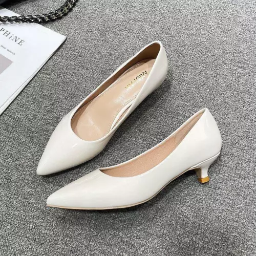 Fashion Womenss Low Kitten Heel Pumps Pointed Toe Slip On Work Office Shoes SZ - Picture 3 of 25