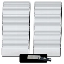 100 BLANK 1 X 3 SILVER NAME BADGE KIT (A) TAGS 1/8" CORNERS MAGNETIC LABELS
