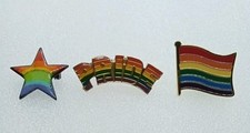 3 LGBTQ Rainbow Star PRIDE Flag Enamel Metal Lapel Hat Pins 360