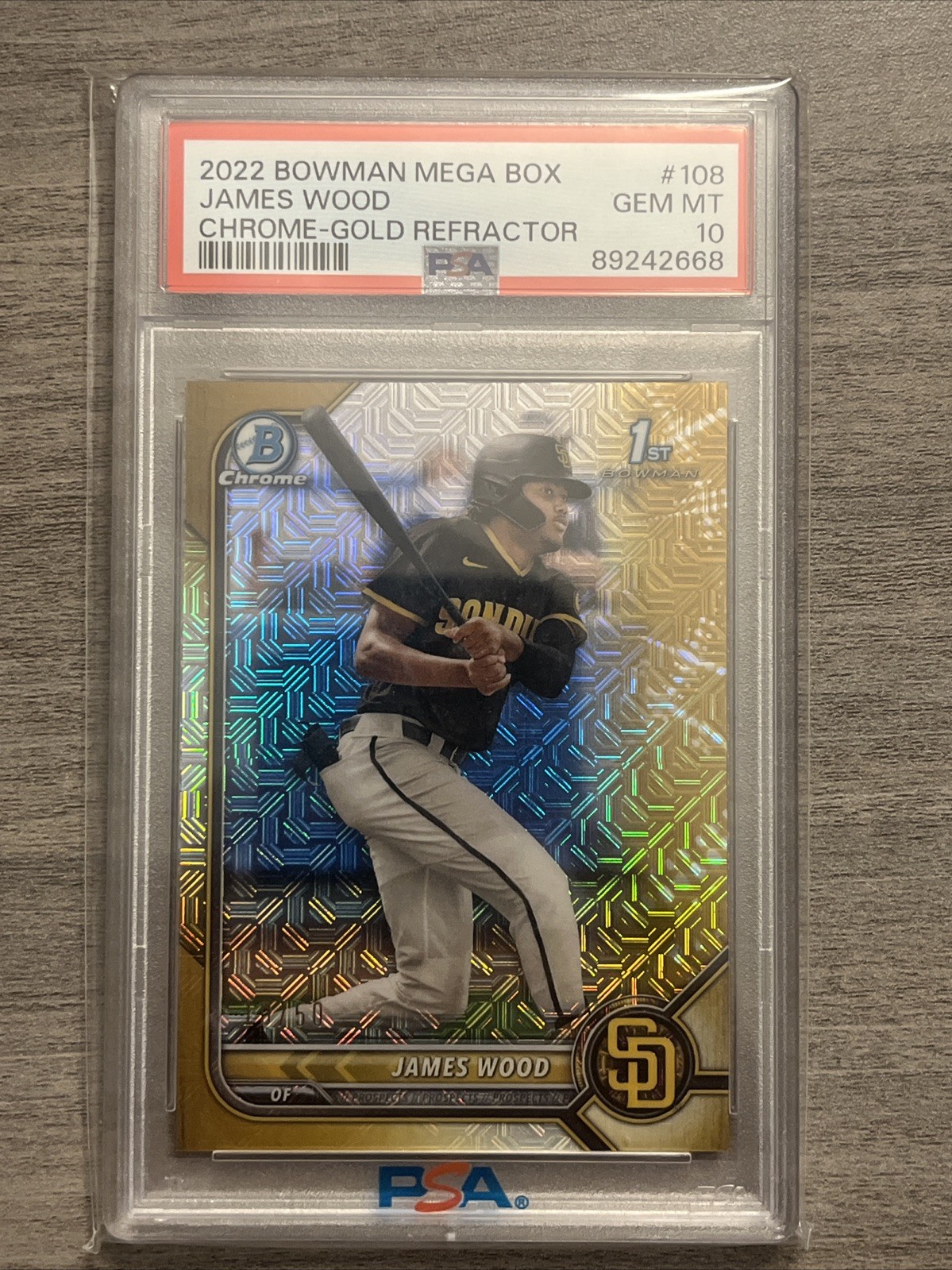 2022 Bowman James Wood 1st Bowman Chrome Mojo Gold /50 PSA 10 Gem MT Nationals