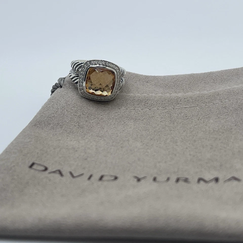 David Yurman Sterling Silver Albion Ring 11mm Citrine and Diamonds Size 7 - Image 2 of 4