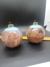 2 American Greetings Corp. Lighted ? Christmas Ornament 1984 Silent Night As Is