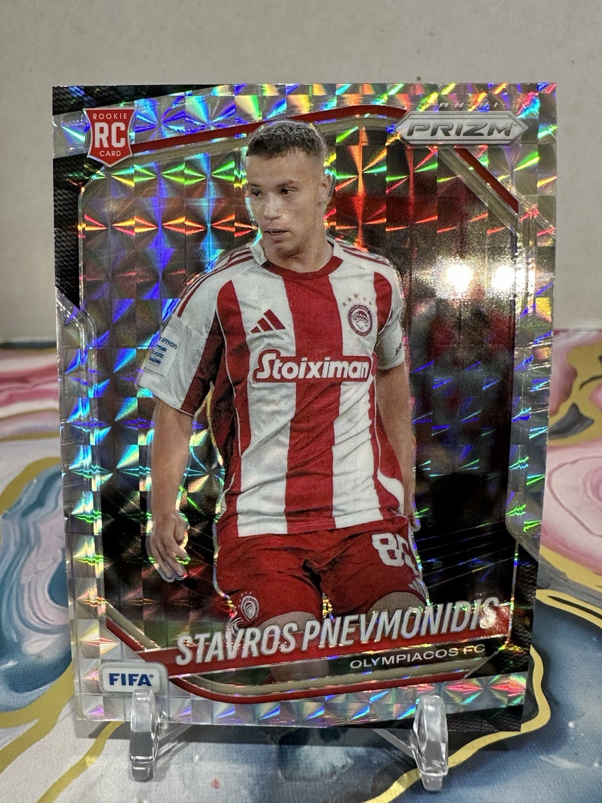 2025-26 Panini Prizm FIFA Soccer - Stavros Pnevmonidis #215 Mosaic Prizm (RC)