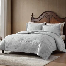 ClevaHome King Comforter Set Misty Grey, 3 Pieces Comforter Set, All Season L...