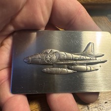 Vintage Jet Airplane Metal Belt Buckle Raised 3d Model Fast Free Shipping 9