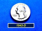 1942-D Washington Quarter  ➫  "AU"  ➫  GREAT UNC DETAILS  ➫ 242D: