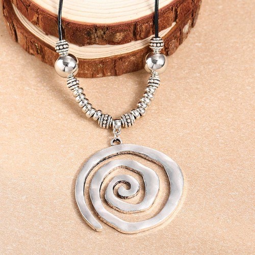 Vintage Boho Spirale Wirbel Anhänger Halskette & Ohrringe Set für Damen Unisex - Bild 26 von 26