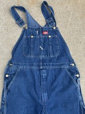 Dickies Bib Overalls Workwear Canvas Carpenter Blue Denim Mens 34x30