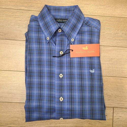 NEW Southern Marsh Button Down Shirt Blue Plaid Mens Sz Small Collared - Picture 2 of 10