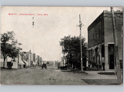 #ad c1910 Main St Looking North Loyal Wisconsin WI Clark County Postcard $4.99