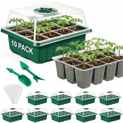 VPQZUPG 10 Pcks Seed Starter Tray 120 Cells Kit 12 Cell, Green 