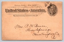 1880s Thomas Jefferson 1 Cent Postal Card California to Pennsylvania