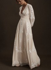 BHLDN Belize Embroidered Gown Formal Vintage Elegant Whimsical Maxi Womens 10