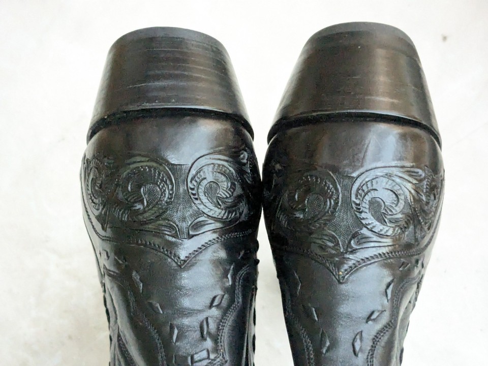 Back At The Ranch Cowboy Boots Black Leather Men 13 D Western Shoes ...