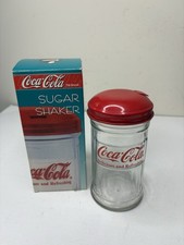 COCA-COLA Glass SUGAR SHAKER JAR Red METAL LID Vintage 1995 Restaurant Style