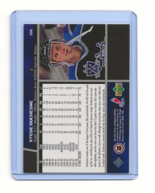 #286 1998 Upper Deck Steve Duchesne Los Angeles Kings Hockey Card NHL - Image 2 of 3