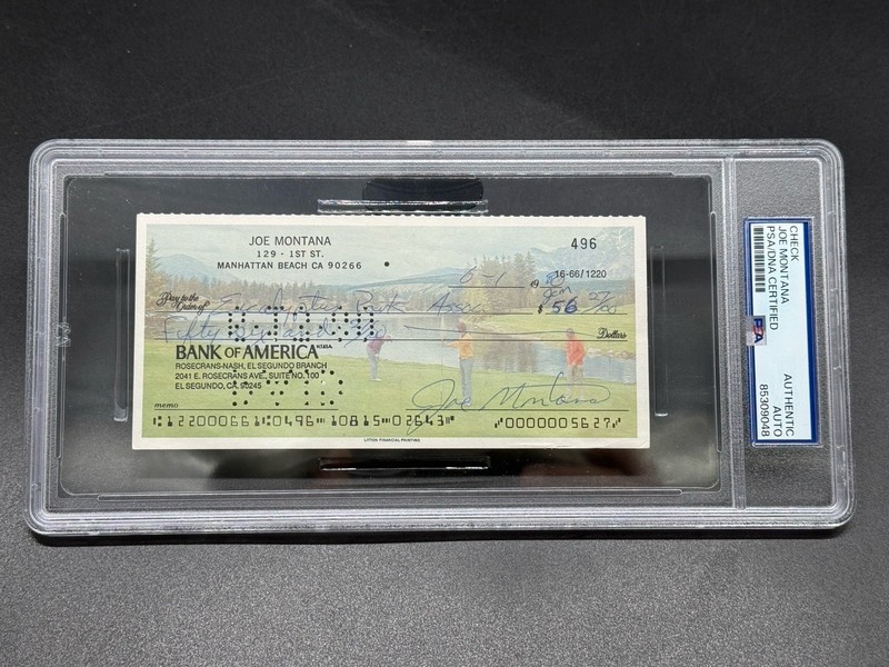 Joe Montana Autographed Personal Check Rookie Year 1980 PSA/DNA Signed Rare!