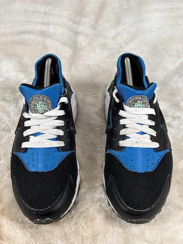 Nike Youth Air Huarache Run Black Blue White DR0166 001 Youth 7Y / Women’s 8.5 - Picture 4 of 7