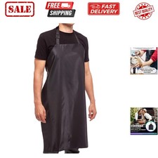 35" Waterproof Rubber Black Vinyl Apron for Dishwashing, Lab, Butcher, Dog Gr...