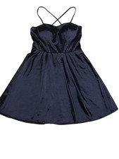 By & By Women's Navy Blue Satin Sleeveless Dress Size 9  Stretchy Original $69