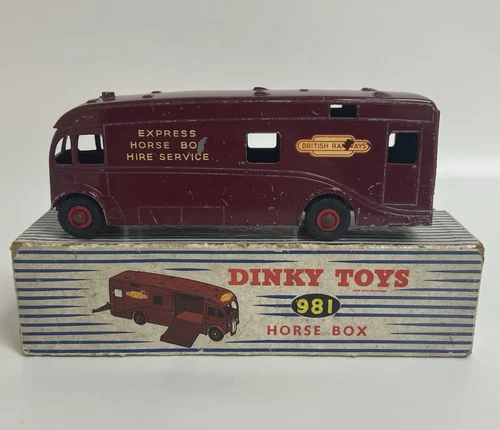 Vintage Dinky Toys 981 Horse Box British Railways Burgundy In Original Box