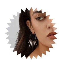 Boho Rivet Hoop Earrings Punk Rivet Large Hoop Earrings Gothic Spike Rivet Drop