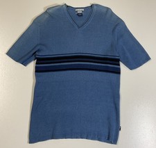 Suéter Vintage Guess Indigo Denim Manga Corta Talla XL Grunge Patinador Acanalado Y2K