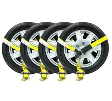(4 Pack) 2"x10' Lasso Ratchet Strap Finger J Hook Wheel Net Auto Tow Towing T...