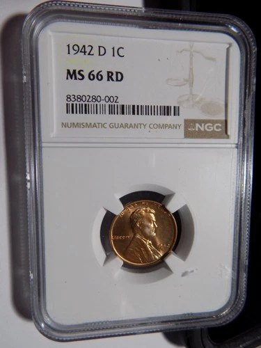 1942-D Lincoln Cent - NGC MS66 - Amazing Gem!