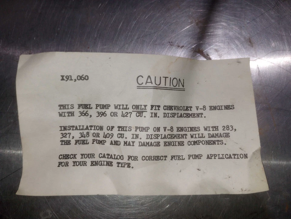Chevrolet Camaro Chevelle V8 366 396 427 1967-1969 Mechanical Fuel Pump 40468 - Image 4 of 4