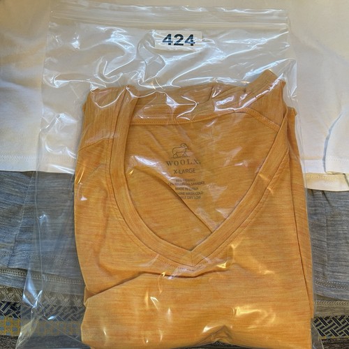 Woolx Women’s Mia V Neck Merino Yellow Orange Short Sleeve Shirt XL - Picture 6 of 6