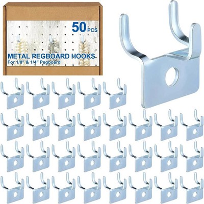 50 Pcs Pegboard Hooks Metal Prong Hook Peg Board Hooks for Hanging Hangers Ho