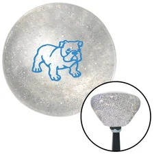 Blue English Bulldog Clear Retro Metal Flake Shift Knob w/ M16x1.5 Insert Auto