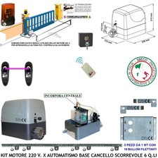 Cancello Scorrevole Kit Motore 230 V 6 Q.li Radiocom Fotoc Faro 3 Cremagl Selett