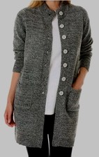 Woman Within Longline Cardigan Sweater 1X 22/24 Heathered Button Front Pockets