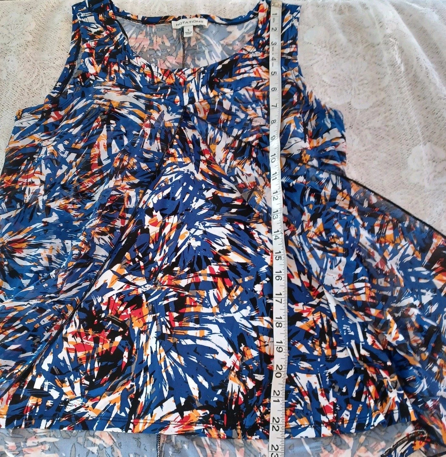 NOTATIONS SLEEVELESS TOP MATCHING PATTERN SPLIT F… - image 11