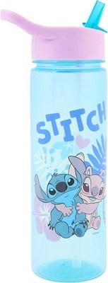 Disney Stitch Trinkflasche mit Strohhalm 600 ml - BPA-frei Kinder Trinkflasche - UK