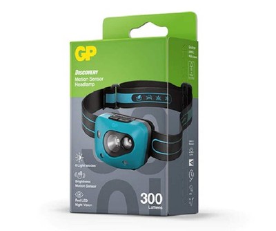 GP Discovery CH44 Motion Sensor Headlamp 300lm, AAA/Rechargeable, IPX4