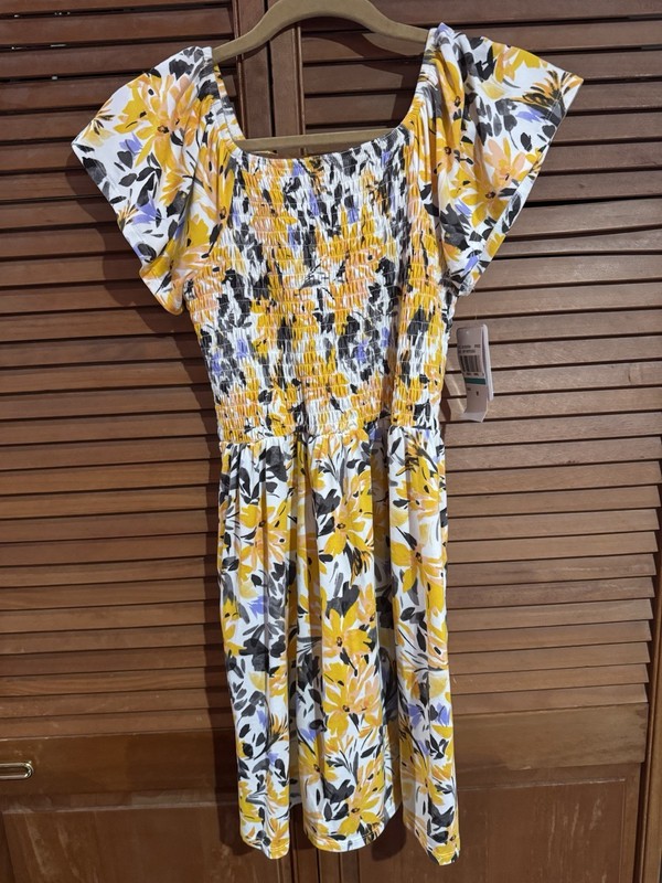 NWT Speechless Kids Yellow Black And Purple Flower Pattern Dress Size 16