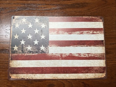 ERLOOD American Flag Metal Sign 8 x 11 
