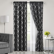 2-Pack Window Panels Double Layer Light Filter Modern Moroccan Trellis Curtains