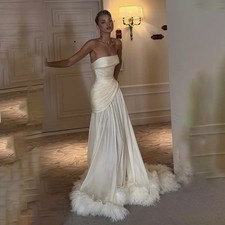 Mermaid Wedding Dress Luxury Strapless Bride Gowns Customized Pleats Bride Dress