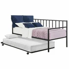 Twin Trundle DayBed w/ 4 Casters Mattress Platform Bed Sofa